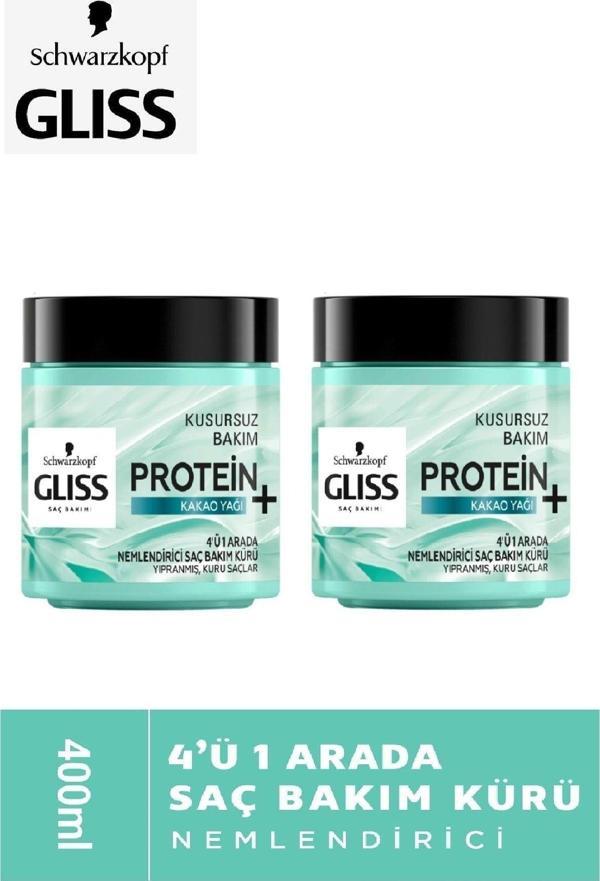 Gliss Nemlendirici Proteın + Kakao Yaği 4 Ü 1 Arada Saç Bakım Kremi 400 Ml X 2 Adet - Image 1