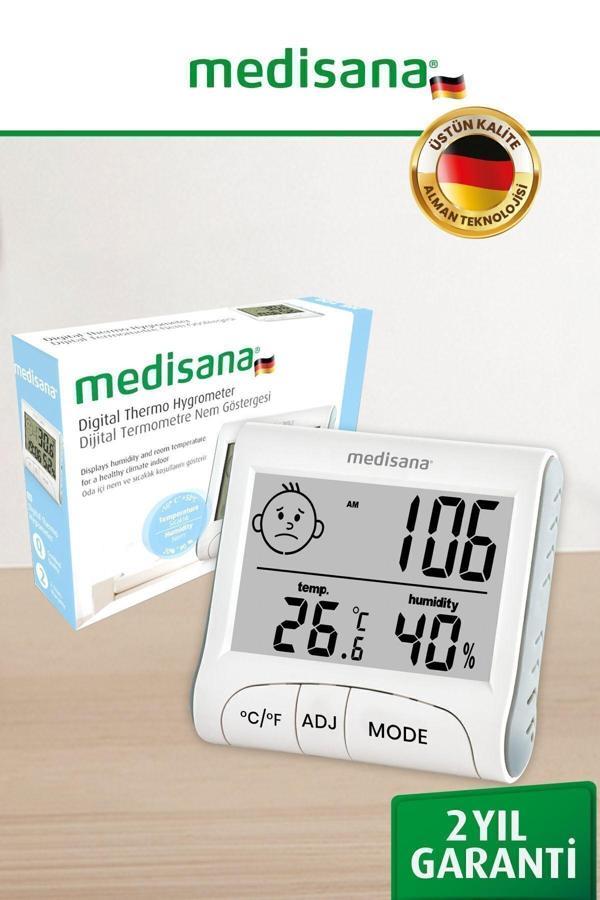 Medisana Alman Tasarım Dijital Ekranlı Alarm Saat Sıcaklık Isı Nem Ölçer Termometre - Image 1