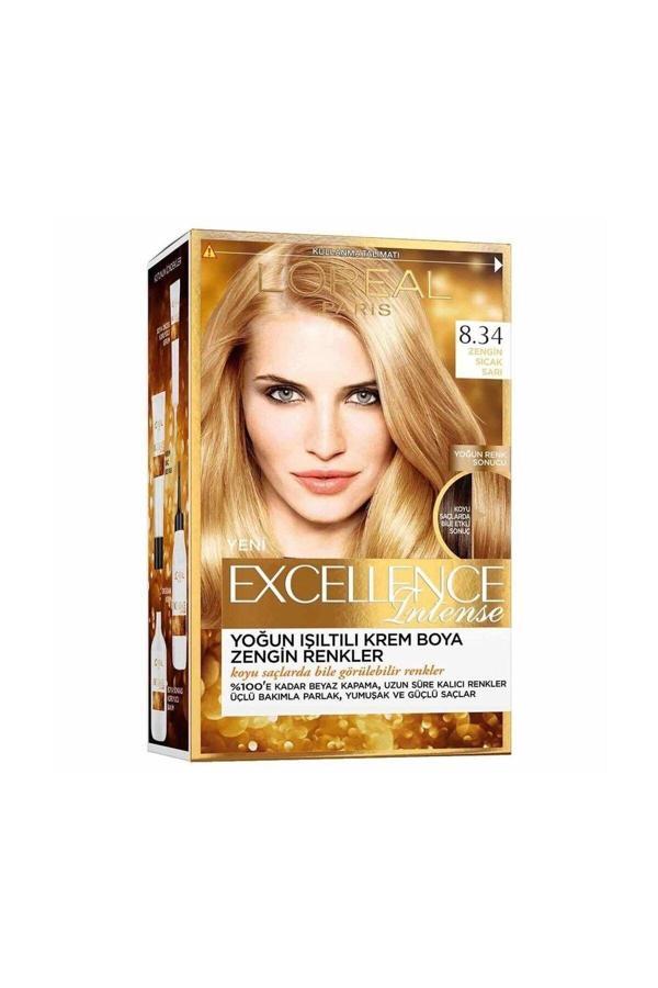 L'Oréal Paris Excellence Intense 8.34 Zengin Sıcak Sarı Saç Boyası - Image 1