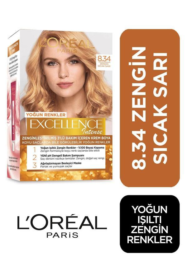 L'Oréal Paris Saç Boyası - Excellence Intense 8.34 Zengin Sıcak Sarı 3600522822295 - Image 1