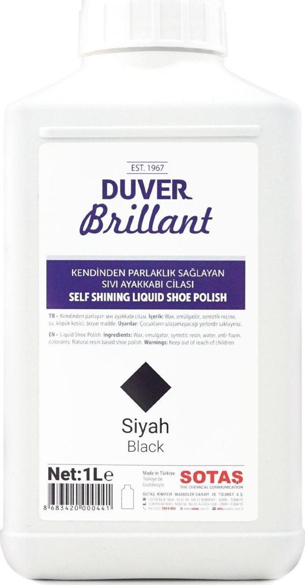 Duver Brillant 1 Litre Siyah Kendinden Parlaklık Sağlayan Sıvı Ayakkabı Cilası - Image 1