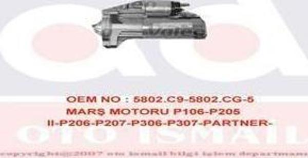 MARŞ MOTORU 12V 1.3kw 9 DİŞ P106-P205 II-P206-P207-P301-P306-P307-PARTNER-BERLINGO-C2-C3-C4-NEMO- SAXO-XSARA 1.0-1.1-1.4-1.6 BENZİN - Image 1