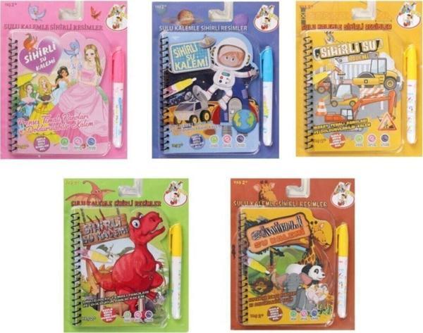 Neuygun Sihirli Boyama Kitabı Water Magic Boyama Kitabı Sulu Kalemle Sihirli Resimler 5 Li Kitap Seti - Image 1
