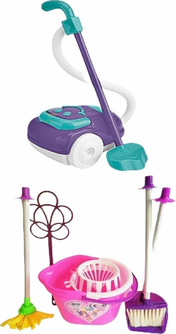 Kings Oyuncak Temizlik Seti Ve Oyuncak Elektrik Süpürgesi 2 Ürün Bir Arada Kayalargroup Set - Image 1
