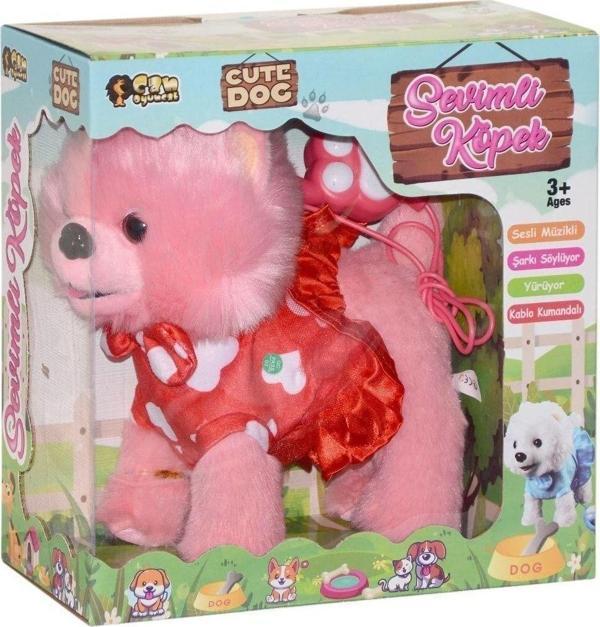 Dede Kumandalı Pilli Sesli Yürüyen Sevimli Peluş Köpek - Pembe- Wf1811 - Image 1