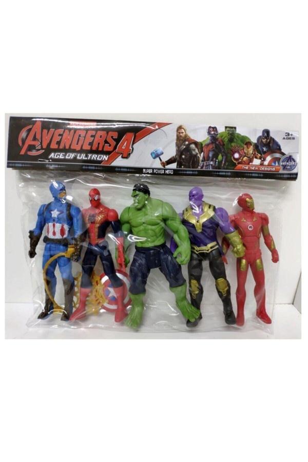Avengers Thanos Örümcek Adam Ironman Hulk Oyuncak Işıklı 5Li Set 15 Cm - Image 1