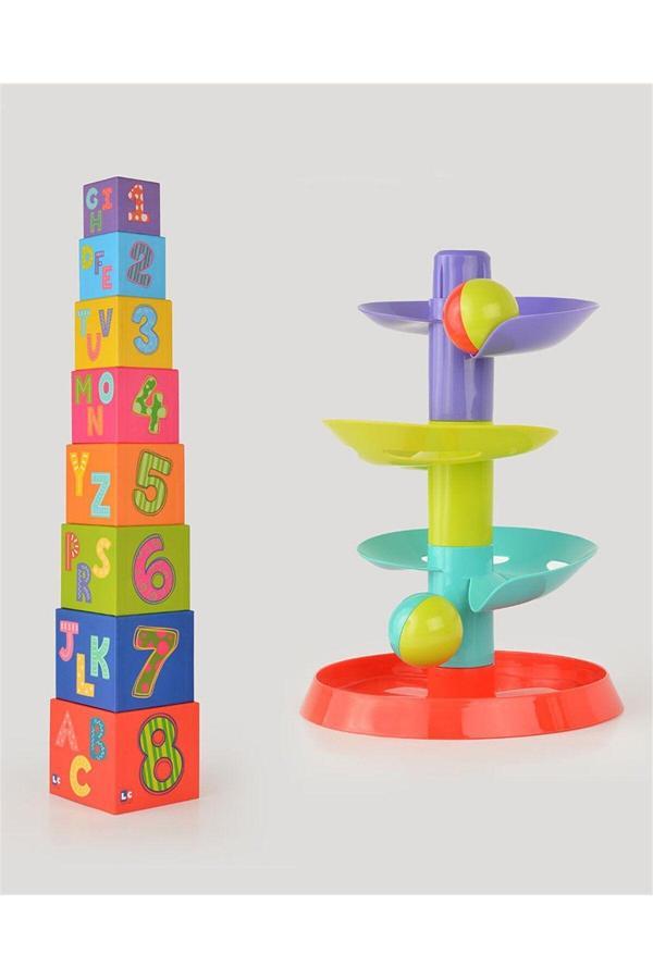 Lets Be Child 2'Li Eğitici Set Denge Kule Ve Top Yuvarlama Kulesi - Image 1