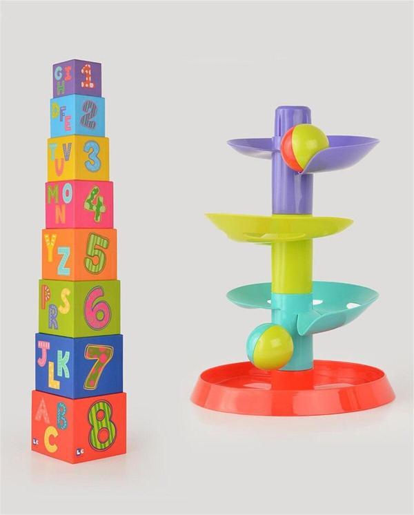 Lets Be Child 2'Li Eğitici Set Denge Kule Ve Top Yuvarlama Kulesi - Image 1