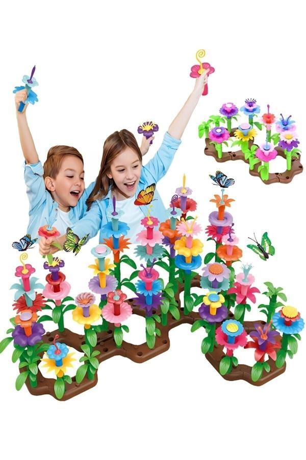Mikasso 52 Parça Bahçe Çiçek Yapım Seti Yapı Blokları Yapboz Lego Bul Tak Puzzle Eğitici Oyuncak - Tekli - 3 - Image 1