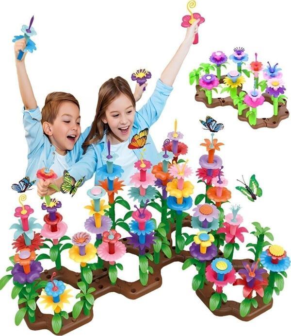 Mikasso 52 Parça Bahçe Çiçek Yapım Seti Yapı Blokları Yapboz Lego Bul Tak Puzzle Eğitici Oyuncak - Tekli - 3 - Image 1