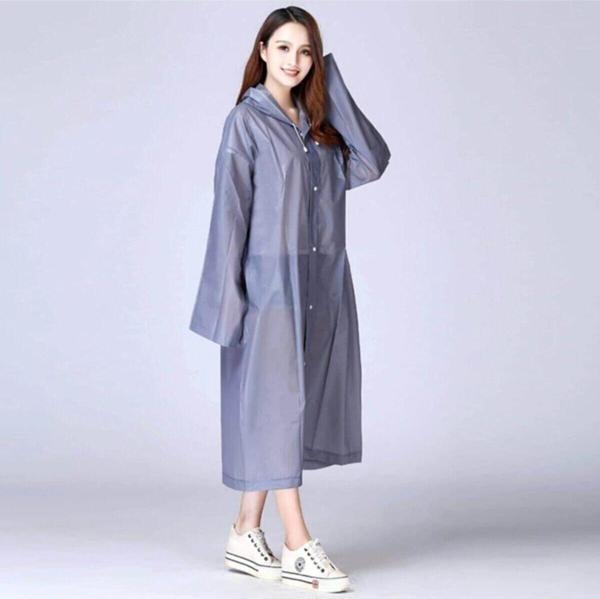 Deembro Kadın Gri Kapüşonlu Ve Çıtçıtlı Eva Yağmurluk - Image 1