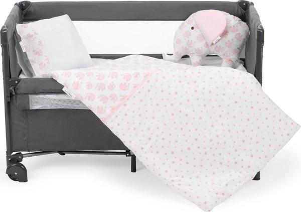 Sema Baby 6 Parça Lüks Park Yatak Bebek Uyku Seti - Pembe Fil - Image 1
