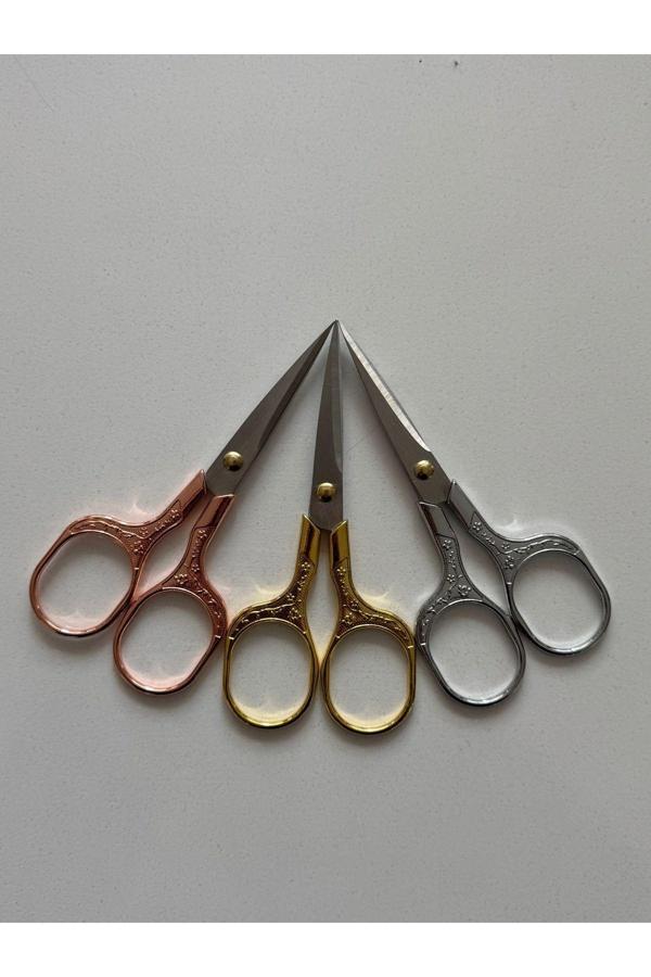 11 cm Çiçek Desenli Kabartmalı Bronz Nişan & Nakış Makası | Dekoratif ve Keskin Uçlu - Image 1