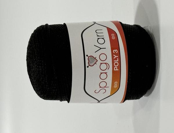 Spago Yarn Balım Örgü Evi Polyester Makrome 100gr sy270 Siyah - Image 1