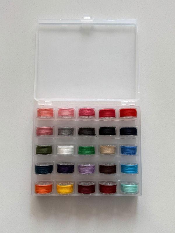 25’li Renkli İplikli Dikiş Makinesi Masura Seti - Şeffaf Kutulu, Ev Tipi Makine Uyumlu - Image 1