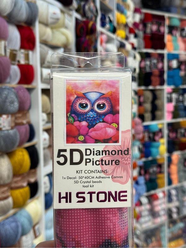 Taş Goblen Kanaviçe Seti – 40x50 cm | Baykuş Desenli – Mozaik El İşi Tablo - Image 1