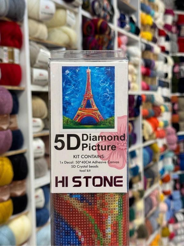 Taş Goblen Kanaviçe Seti – 40x50 cm | Eyfel Kulesi Desenli – Mozaik El İşi Tablo - Image 1