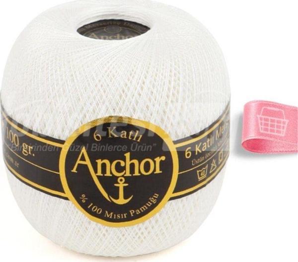 6 Katlı Dantel Ipliği No:60 100 gr - Beyaz - Image 1