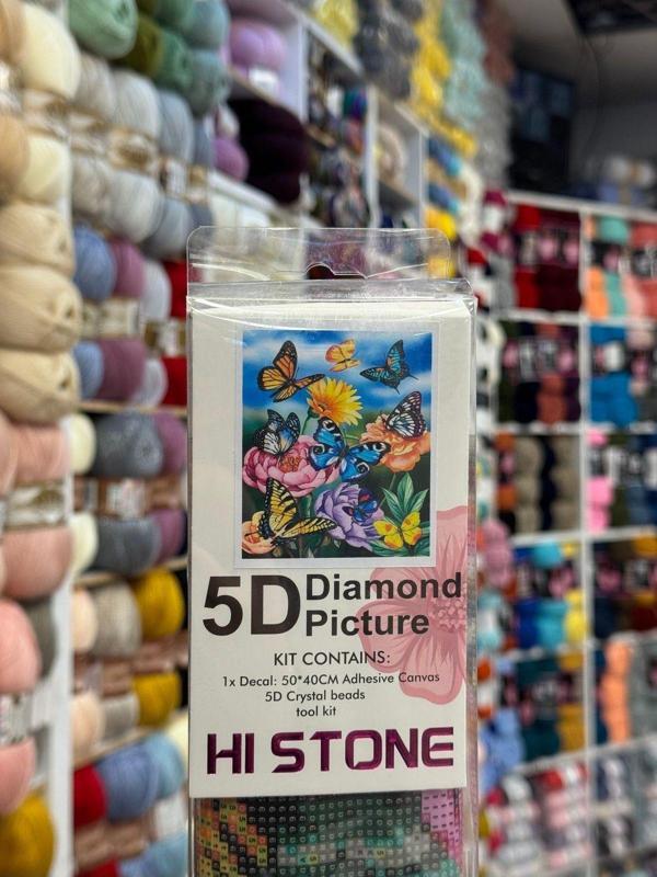 Taş Goblen Kanaviçe Seti – 40x50 cm | Kelebekler Desenli – Mozaik El İşi Tablo - Image 1