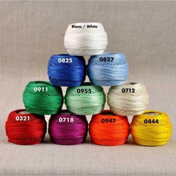 Koton Perle - 8 Numara 10 Gram 10 Temel Renk Etamin , Nakış Punch Iplik Seti 2 - Image 1