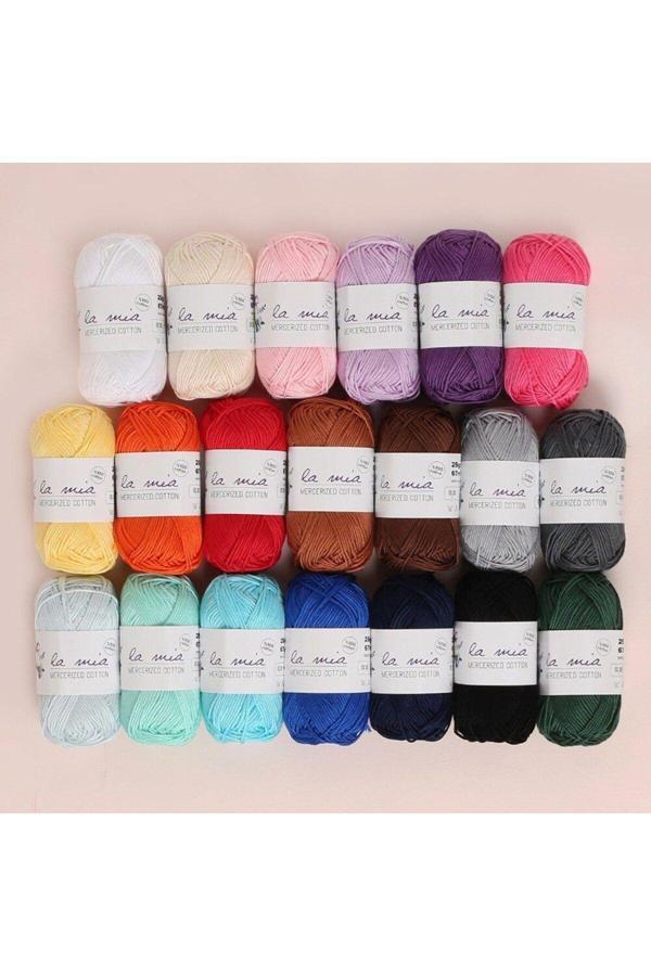 La Mia Mini Mercerized Cotton 20li Paket Renkli El Örgü İpi - 33825 - Image 1