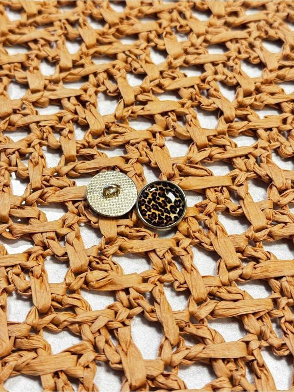 Leopar Model Desenli Tasarım Metal Blazer Düğme Büyük Boy 28 Mm 1 Adet - Image 1
