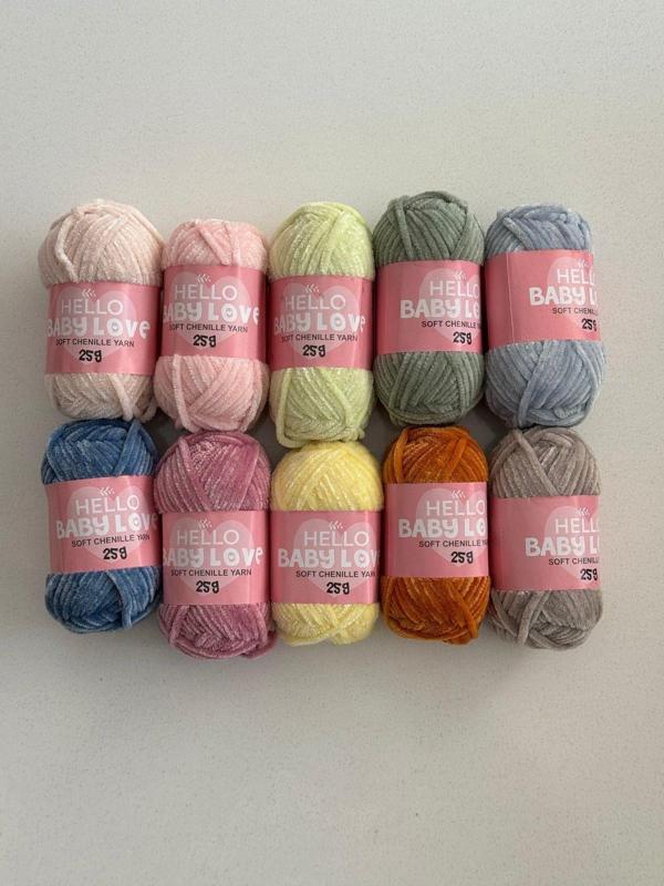 Baby Love 25 Gram 10 Adet Şönil Kadife İplik Pastel Renkler Seti - Image 1