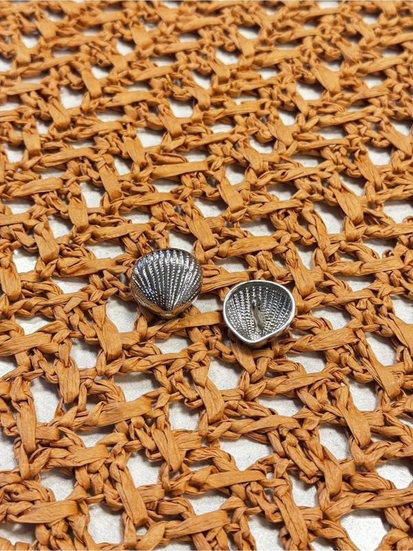 Deniz Kabuğu Model Desenli Tasarım Beyaz Renk Metal Blazer Düğme Aksesuar Küçük Boy 16 Mm 1 Adet - Image 1