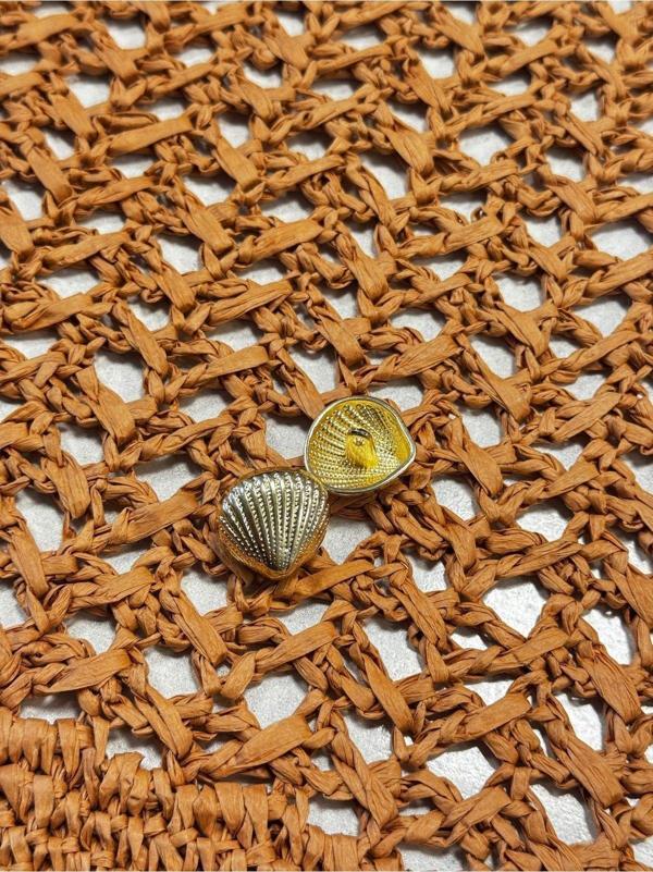 Deniz Kabuğu Model Desenli Tasarım Gold Renk Metal Blazer Düğme Aksesuar Büyük Boy 24 Mm 1 Adet - Image 1