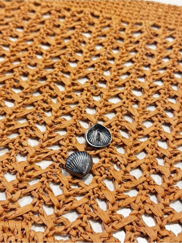 Deniz Kabuğu Model Desenli Tasarım Siyah Renk Metal Blazer Düğme Aksesuar Küçük Boy 16 Mm 1 Adet - Image 1