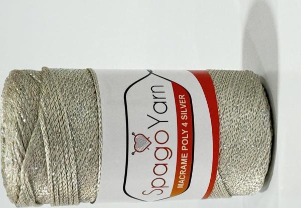 Spago Poly 4 Silver Simli Polyester Makrome İpliği 4No 016 - Image 1
