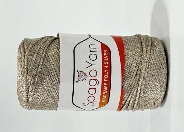 Spago Poly 4 Silver Simli Polyester Makrome İpliği 4No 030 - Image 1