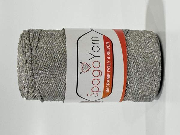 Spago Poly 4 Silver Simli Polyester Makrome İpliği 4No 061 - Image 1