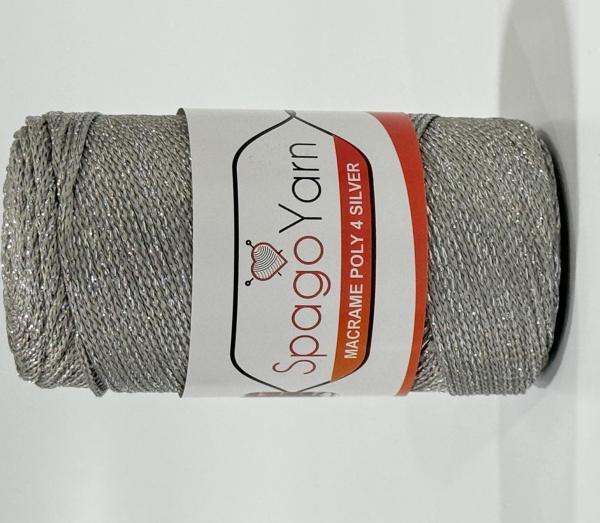Spago Poly 4 Silver Simli Polyester Makrome İpliği 4No 061 - Image 1