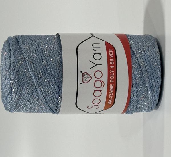 Spago Poly 4 Silver Simli Polyester Makrome İpliği 4No 220 - Image 1