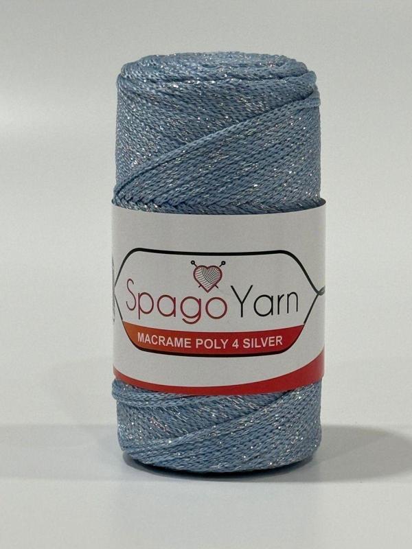 Spago Poly 4 Silver Simli Polyester Makrome İpliği 4No 220 - Image 1