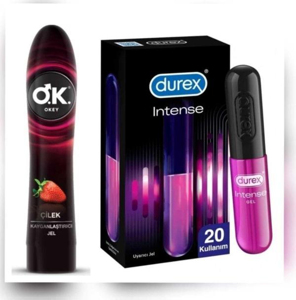 Okey Çilekli Kayganlaştırıcı Jel + Durex Intence Istek Arttırıcı Jel - Image 1