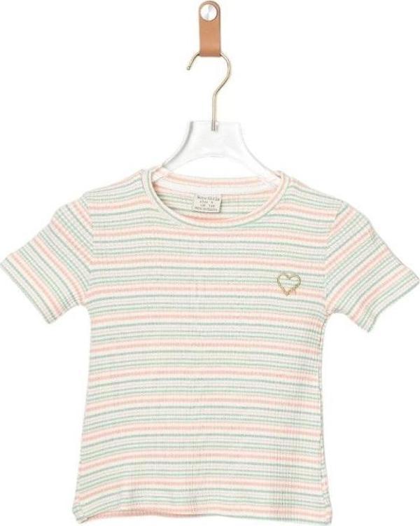 ÇİZGİLİ KIZ ÇOCUK TSHIRT Somon - Image 1