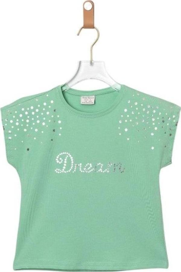 DIVA PARILTILI CROP TSHİRT Mint Yeşili - Image 1
