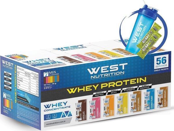 West Nutrition Whey Protein Tozu 56 Servis Saşe 7 Mix Aroma - Image 1