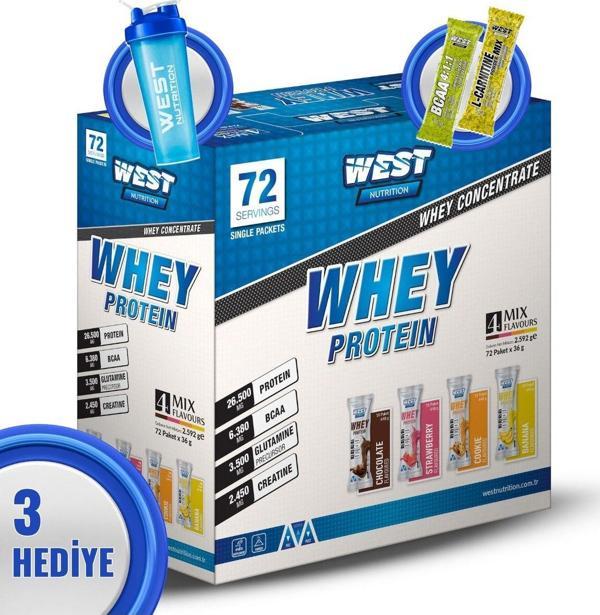 West Nutrition Whey Protein Tozu 72 Şase Bir Kutuda 4 Aroma - Shaker - Image 1