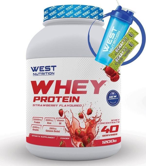 West Nutrition Whey Protein Tozu 1200 Gram Çilek Aroma 40 Servis - Image 1
