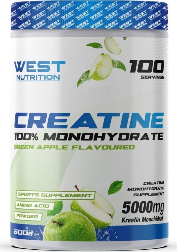 West Nutrition Creatine Monohydrate 600 Gr. Kreatin Yeşil Elma - Image 1