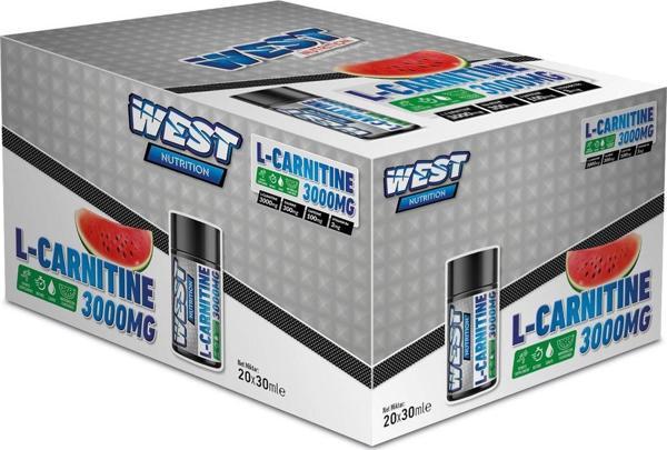 West Nutrition L Carnitine 3000 Mg 30 Ml 20 Shot ( Karnitin ) Karpuz Aromalı - Image 1