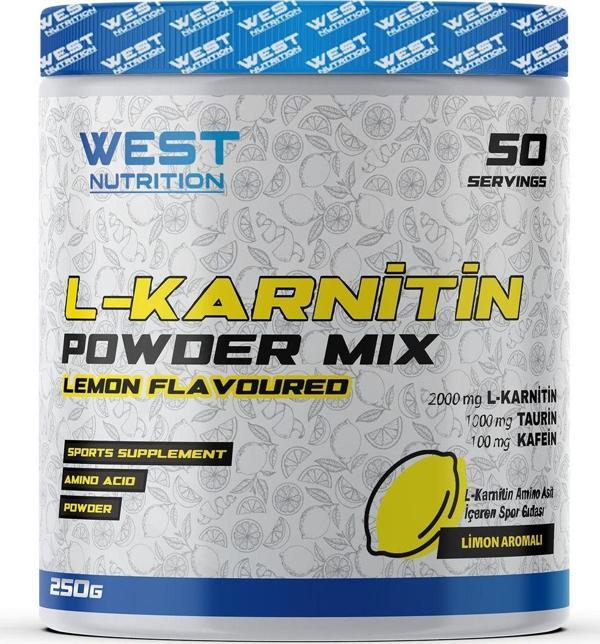 West Nutrition L-Karnitin Taurin Toz 250 Gr 50 Servis Limon Aromalı - Image 1