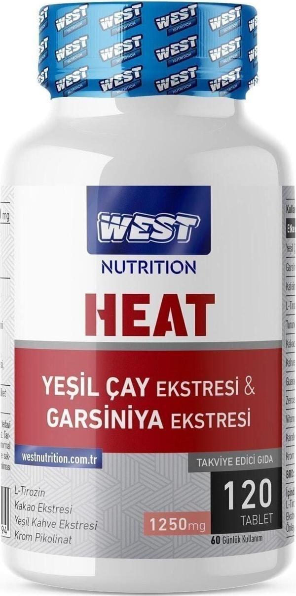 West Nutrition Heat Garcinia Green Tea Citrus Ekstresi Green Coffee Kafein 120 Tablet - Image 1