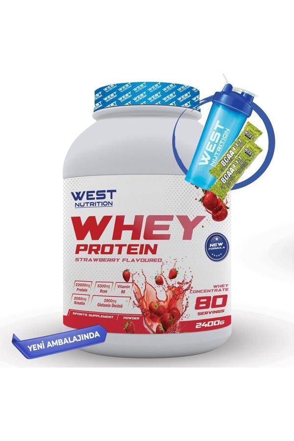 West Nutrition Whey Protein Tozu 2400 Gr 80 Servis Çilek Aromalı - Image 1