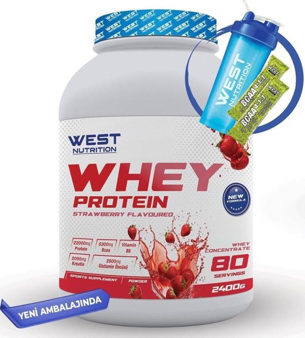 West Nutrition Whey Protein Tozu 2400 Gr 80 Servis Çilek Aromalı - Image 1