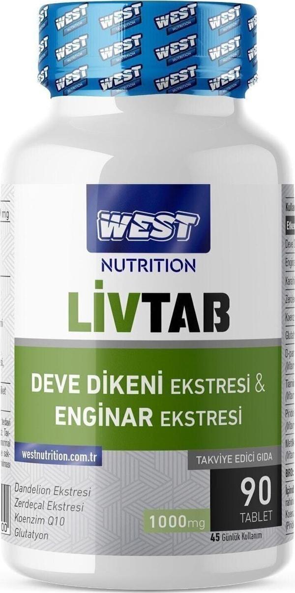 West Nutrition West Livtab Deve Dikeni Milk Thistle Enginar Karahindiba Ekstresi Ve Glutatyon 90 Tablet X 1000 Mg - Image 1
