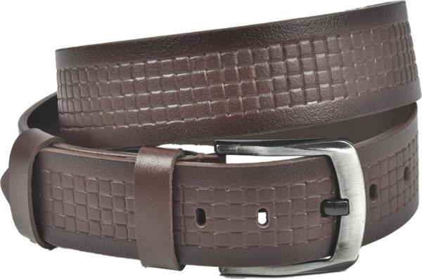 DeepSEA Erkek Kahve Hakiki Manda Derisi Kot Kemeri 4,5 cm Kare Desenli Spor Kot Kemeri 2402632 - Image 1